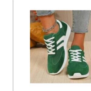 Green Suede Women's Sneakers size 8